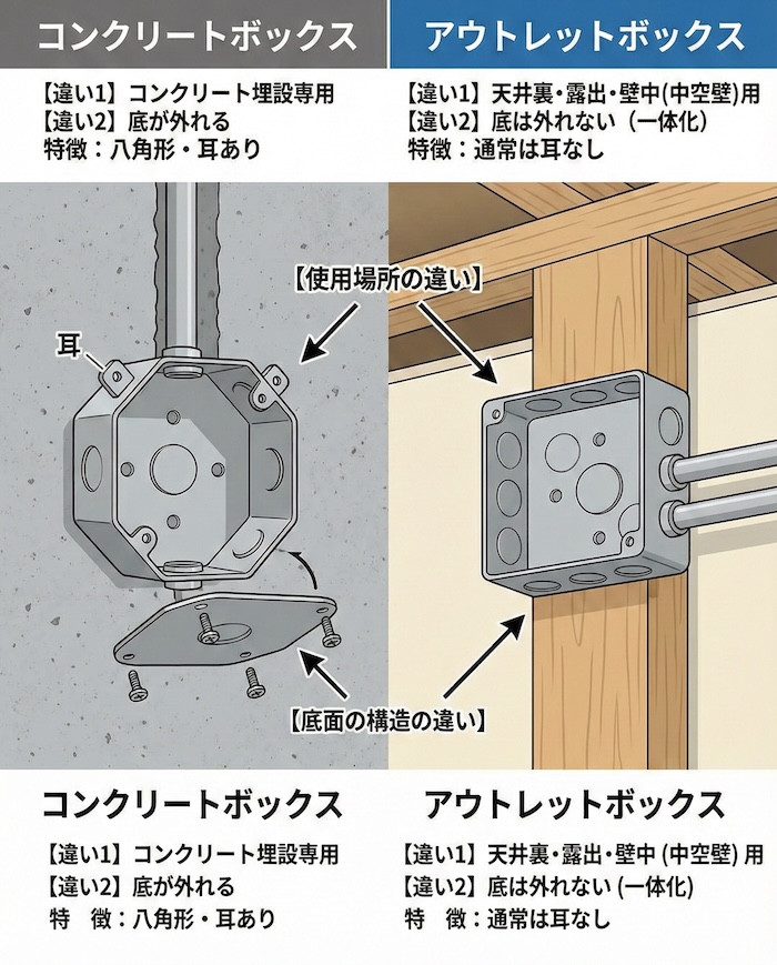 最も重要な違い!アウトレットボックスとの区別