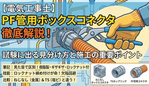 【電気工事士】PF管用ボックスコネクタを徹底解説！試験に出る見分け方と施工の重要ポイント