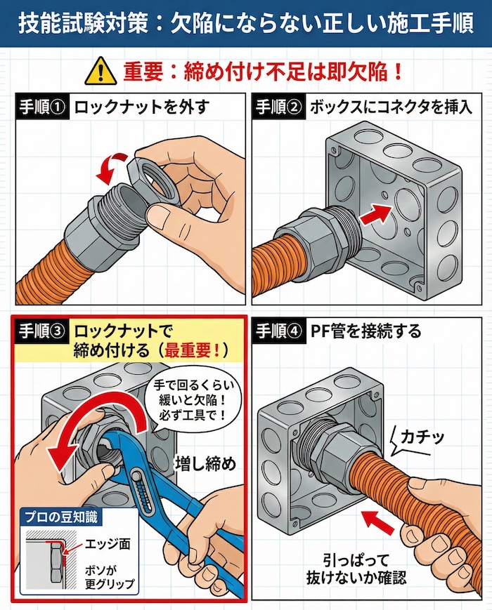 技能試験対策:欠陥にならない正しい施工手順