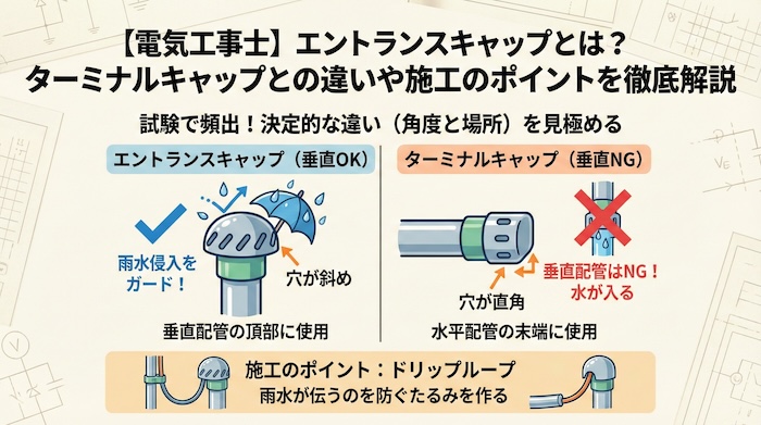 【電気工事士】エントランスキャップとは？ターミナルキャップとの違いや施工のポイントを徹底解説