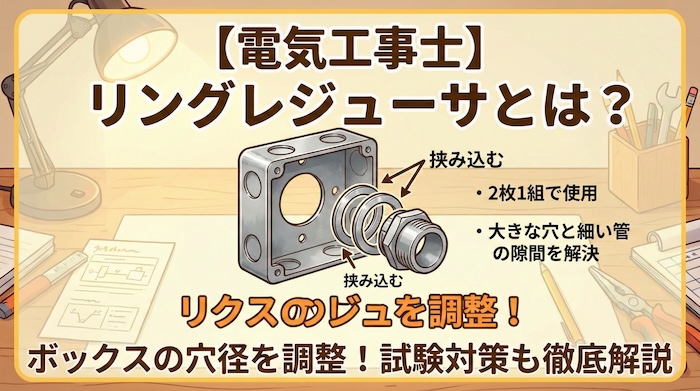 【電気工事士】リングレジューサとは？ボックスの穴径を調整する使い方と試験対策を徹底解説