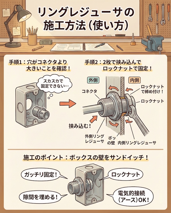 リングレジューサの施工方法（使い方）