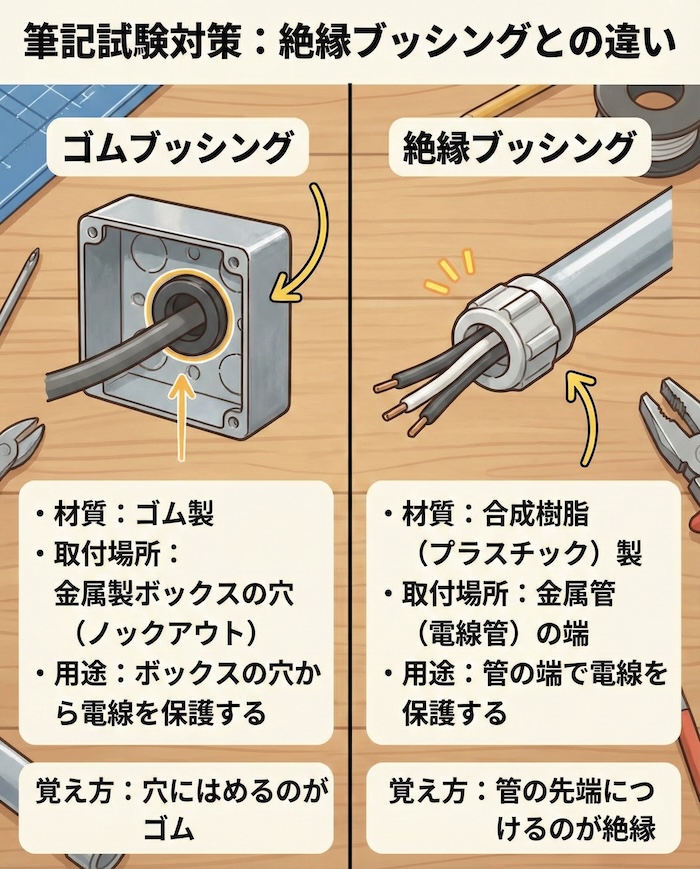 筆記試験対策：絶縁ブッシングとの違い