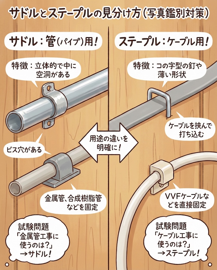 サドルとステープルの見分け方（写真鑑別対策）