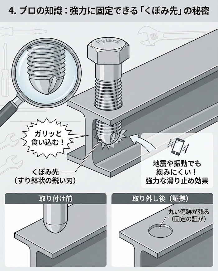 4. プロの知識：強力に固定できる「くぼみ先」の秘密