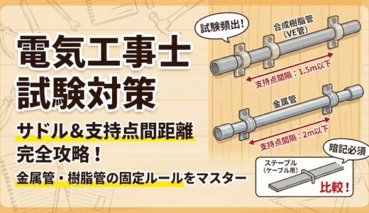 【電気工事士】サドルの種類と支持点間距離を完全攻略！金属管・樹脂管の固定ルール