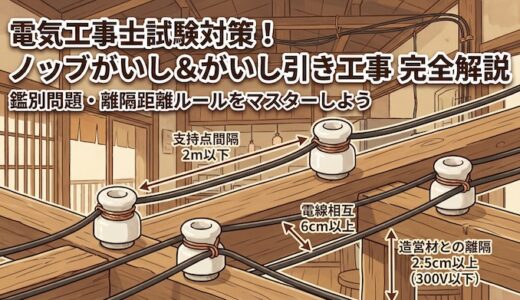 【電気工事士】「ノッブがいし」とは？がいし引き工事の用途と離隔距離ルールを徹底解説