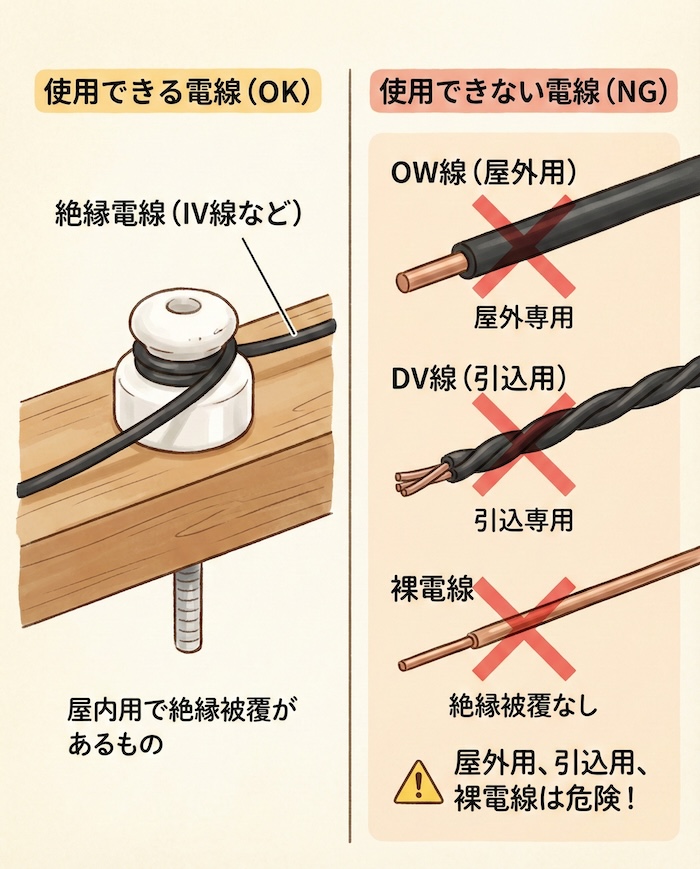 3. 使用できる電線と「NG」な電線