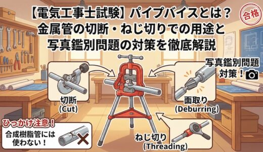 【電気工事士試験】パイプバイスとは？金属管の切断・ねじ切りでの用途と写真鑑別問題の対策を徹底解説