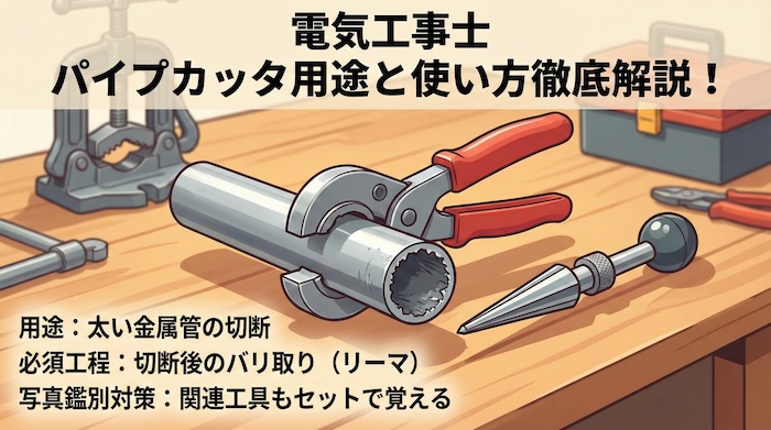 【電気工事士】パイプカッタの用途と使い方を徹底解説！太い金属管の切断と必須の関連工具
