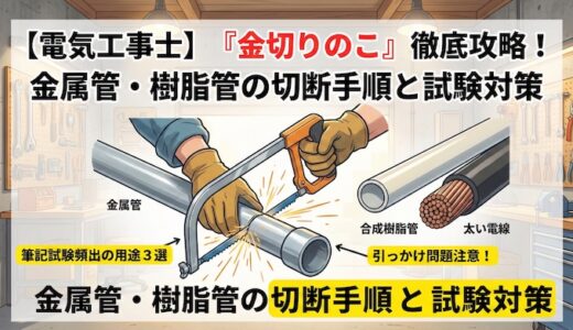 【電気工事士】「金切りのこ」の用途とは？金属管や樹脂管の切断手順と試験対策を徹底解説