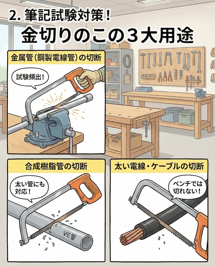 2. 筆記試験対策！金切りのこの３大用途
