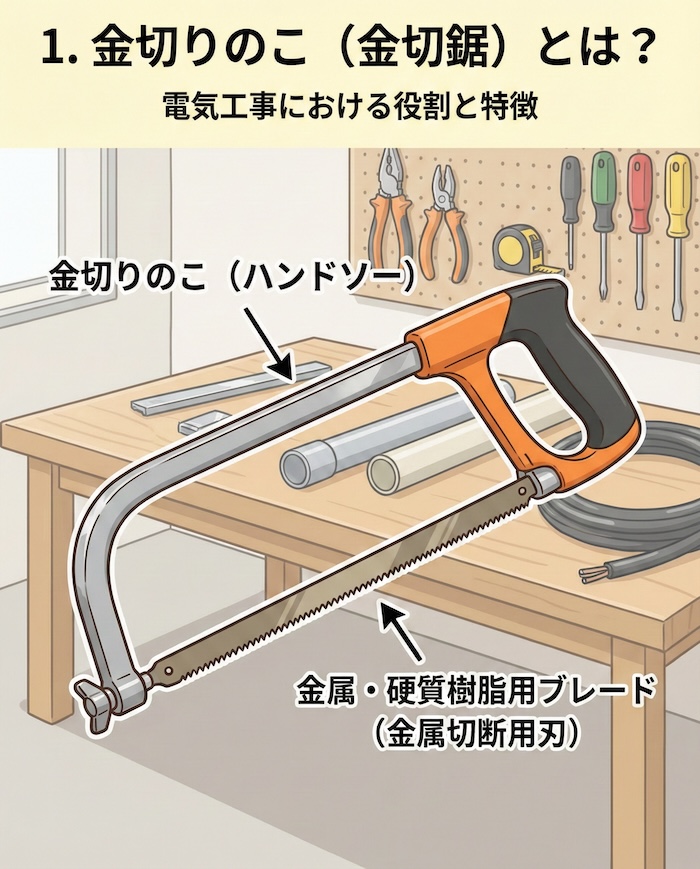 1. 金切りのこ（金切鋸）とは？電気工事における役割と特徴