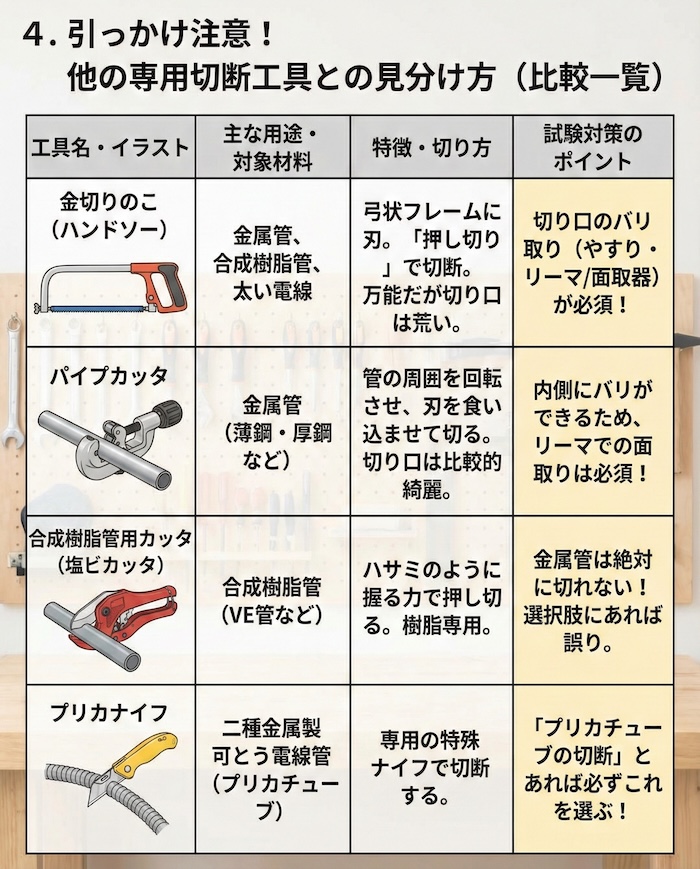 4. 引っかけ注意！他の専用切断工具との見分け方