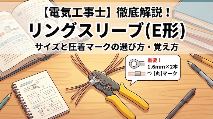 【電気工事士】リングスリーブ（E形）とは？サイズと圧着マークの選び方・覚え方を徹底解説