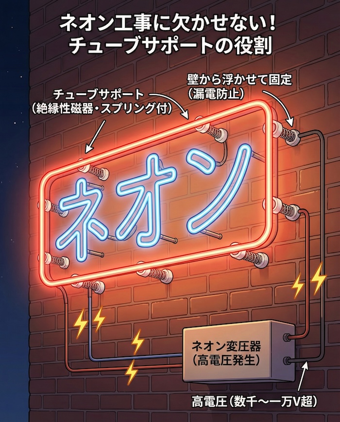 1. チューブサポートとは？ネオン工事に欠かせない支持具