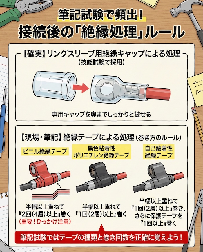 6. 筆記試験で頻出!接続後の「絶縁処理」ルール