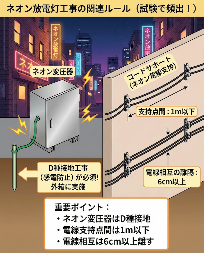 4. ネオン放電灯工事の関連ルールも押さえよう