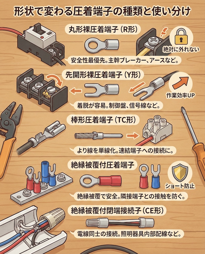 2. 形状で変わる圧着端子の主な種類と実務での使い分け
