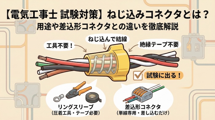 【電気工事士 試験対策】ねじ込みコネクタとは？用途や差込形コネクタとの違いを徹底解説