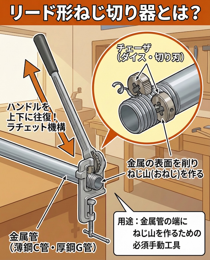1. リード形ねじ切り器とは？金属管にねじ山を作る必須工具