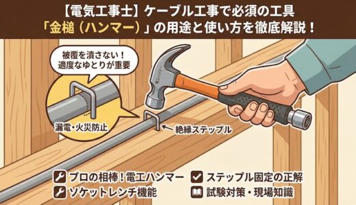 【電気工事士】「金槌（ハンマー）」の用途と使い方を徹底解説！普通の釘打ちとの違いは？