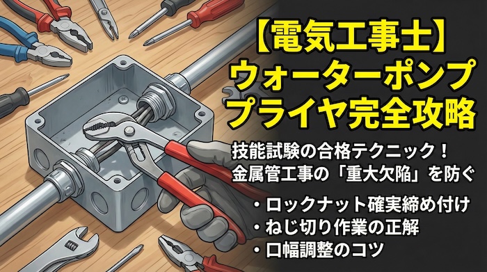 【電気工事士】「ウォーターポンププライヤ」の正しい使い方と技能試験の合格テクニックを徹底解説