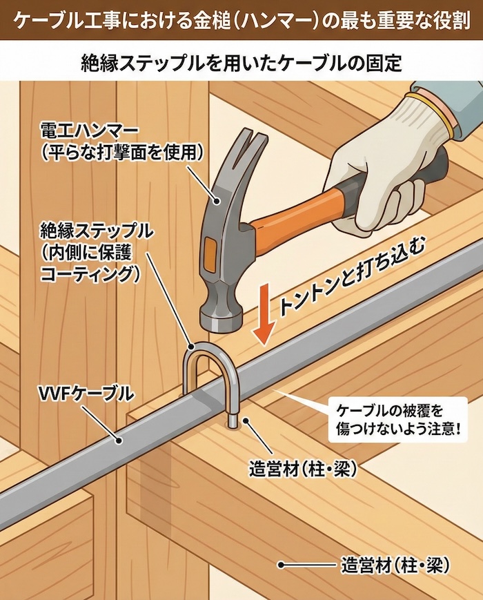 1. ケーブル工事における金槌（ハンマー）の最も重要な役割