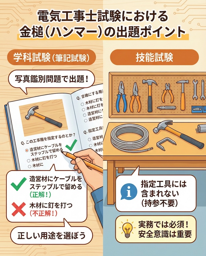3. 電気工事士試験における金槌（ハンマー）の出題ポイント