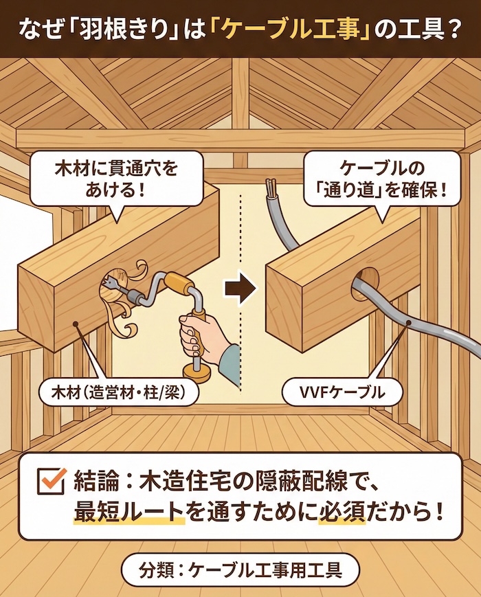 2. なぜ「ケーブル工事」の工具に分類されるのか？