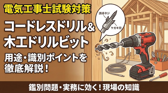 【電気工事士】コードレスドリルと木工ドリルビットの用途・識別ポイントを徹底解説