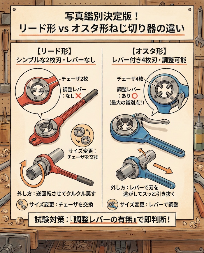 2. 写真鑑別で迷わない！オスタ形ねじ切り器との違い