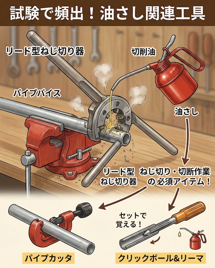 試験で頻出する油さしの関連工具