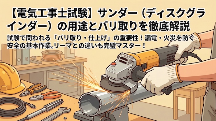 【電気工事士試験】「サンダー（ディスクグラインダー）」の用途とバリ取りを徹底解説