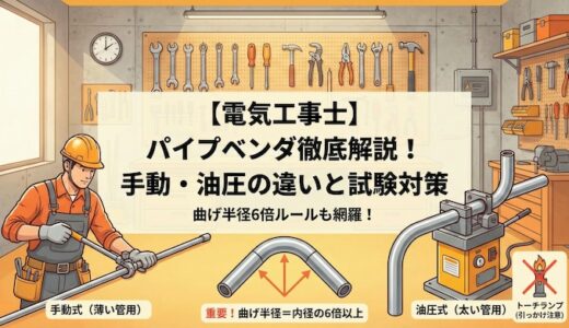 【電気工事士】「パイプベンダ」とは？手動・油圧式の違いと過去問対策を徹底解説