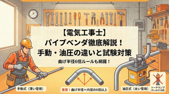 【電気工事士】「パイプベンダ」とは？手動・油圧式の違いと過去問対策を徹底解説