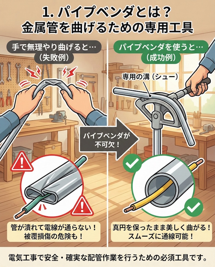 1. パイプベンダとは？金属管を曲げるための専用工具