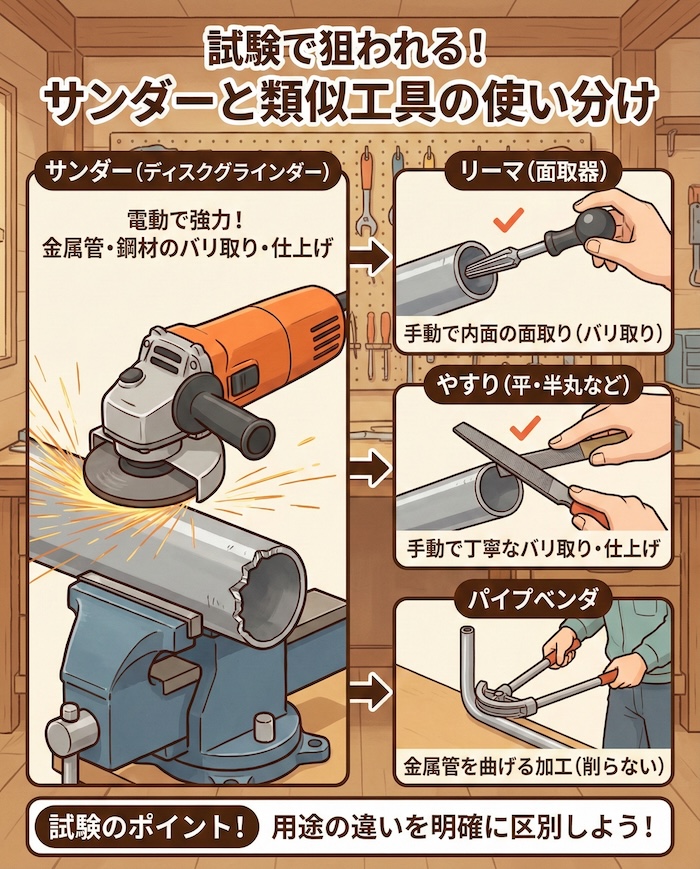 4. 試験で狙われる！ほかの金属工事用工具との違い