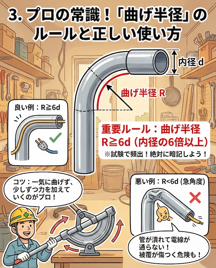 3. プロの常識！「曲げ半径」のルールと正しい使い方