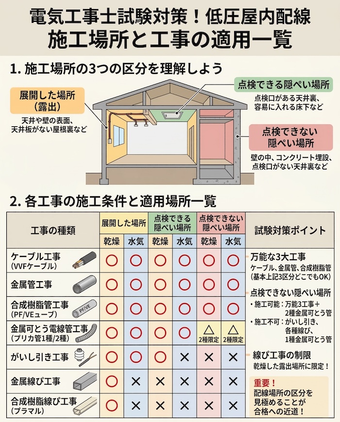  2. 各工事の施工条件と適用場所一覧