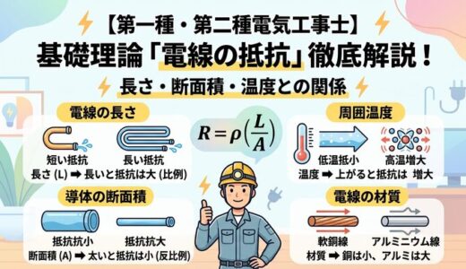 【電気工事士】電気に関する基礎理論「電線の抵抗」を徹底解説！長さ・断面積・温度との関係