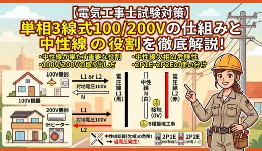 【電気工事士試験対策】単相3線式100/200Vの仕組みと中性線の役割を徹底解説！