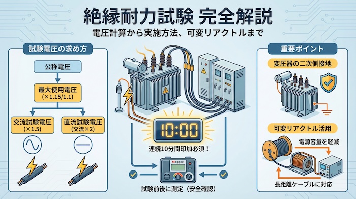 絶縁耐力試験の電圧計算から実施方法・可変リアクトルの活用まで完全解説