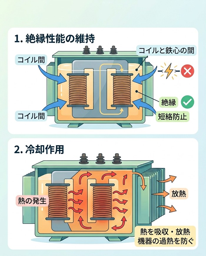 絶縁油の主な役割