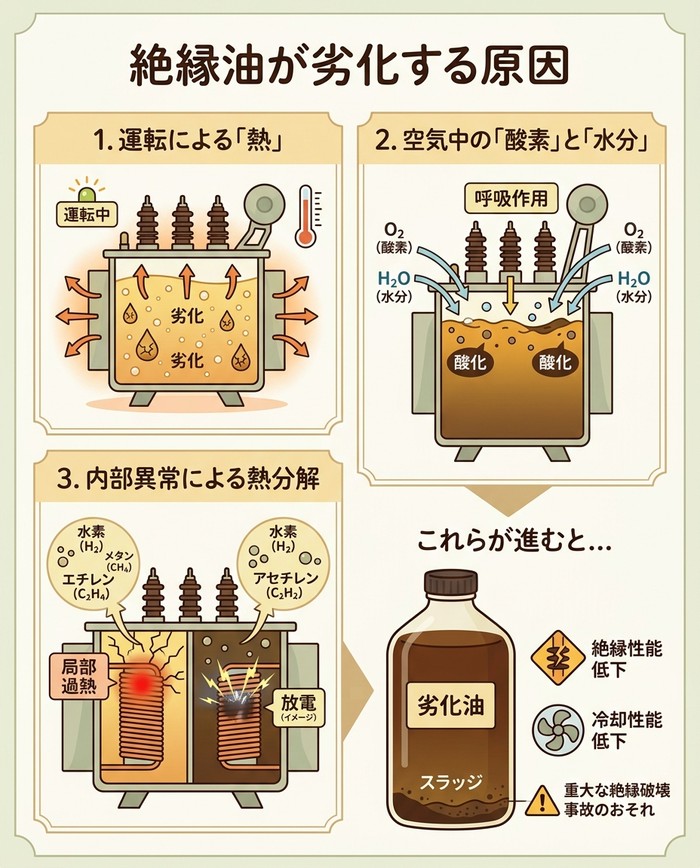 絶縁油が劣化する原因