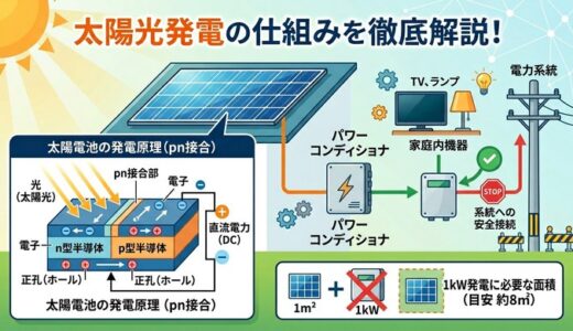 太陽光発電を徹底解説！太陽電池の発電原理・インバータ・系統連系保護装置の仕組み